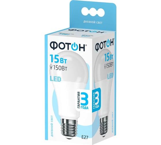 Светодиодная лампа ФОТОН LED A60 15W E27 4000K 22629