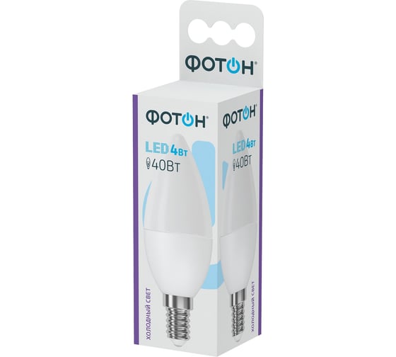 Светодиодная лампа ФОТОН LED B35 4W E14 6500K, 10 шт, 23396 1