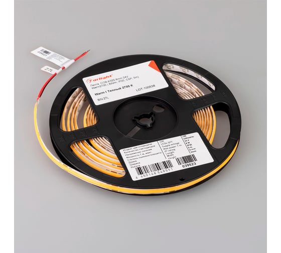 Светодиодная лента Arlight COB-X320-8mm 24V Warm2700 5м 039023
