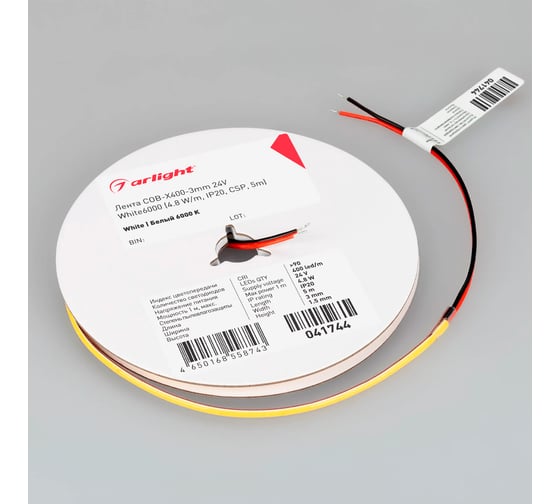 Светодиодная лента Arlight COB-X400-3mm 24V White6000 5м 041744