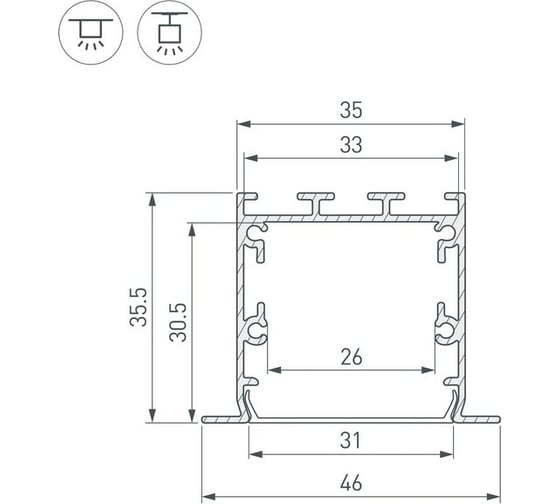Профиль Arlight LINIA49-F-S-2000 BLACK 2м 041873