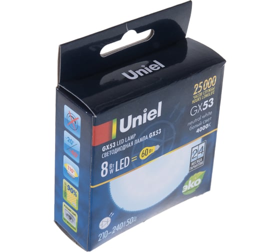 Светодиодная лампа Uniel LED-GX53-8W/NW/GX53/FR PLZ01WH матовая UL-00001671