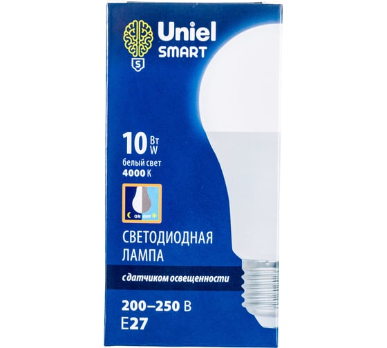 Светодиодная лампа Uniel LED-A60-10W 4000K E27 PS PLS10WH с датчиком освещенности UL-00005710
