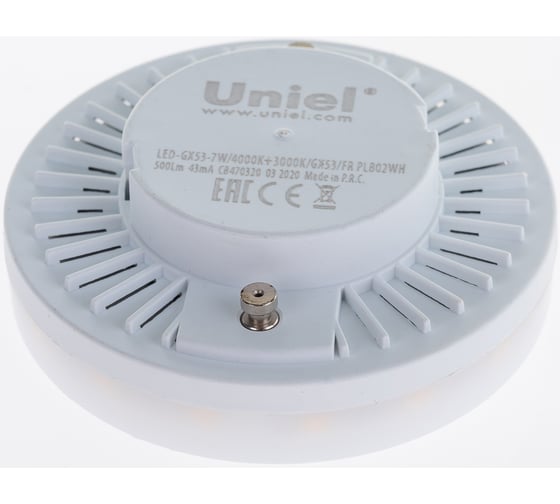 Светодиодная лампа Uniel LED-GX53-7W/4000K+3000K/GX53/FR PLB02WH матовая UL-00006496