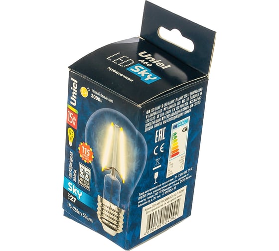 Светодиодная лампа Uniel LED-A60-15W/3000K/E27/CL PLS02WH UL-00005849