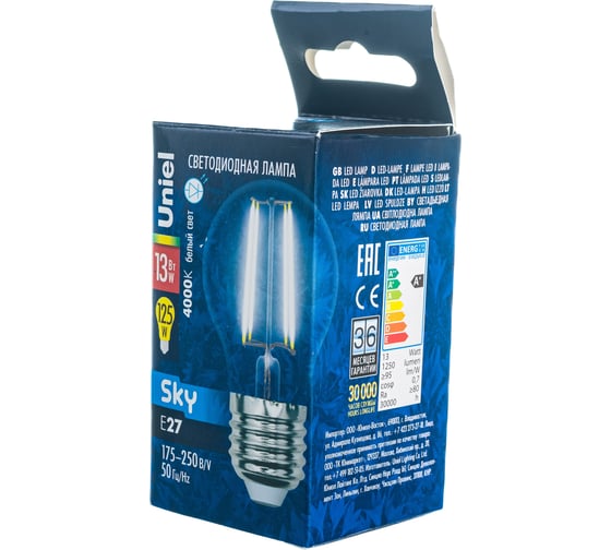 Светодиодная лампа Uniel LED-G45-13W/4000K/E27/CL PLS02WH UL-00005908