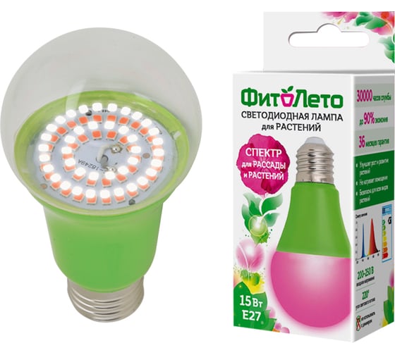 Светодиодная лампа для растений Uniel LED-A60-15W/SPSB/E27/CL PLP30GR UL-00004582