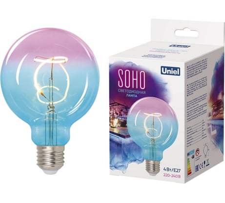 Светодиодная лампа Uniel LED-SF01-4W/SOHO/E27/CW BLUE/WINE GLS77TR SOHO UL-00005892
