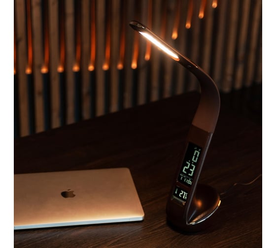 Настольный светильник с часами Uniel TLD-566 Brown/LED/300Lm/4500K/Dimmer UL-00006769