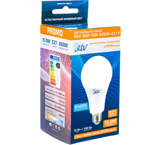 Светодиодная лампа RSV RSV-A60-15W-6500K-E27 P