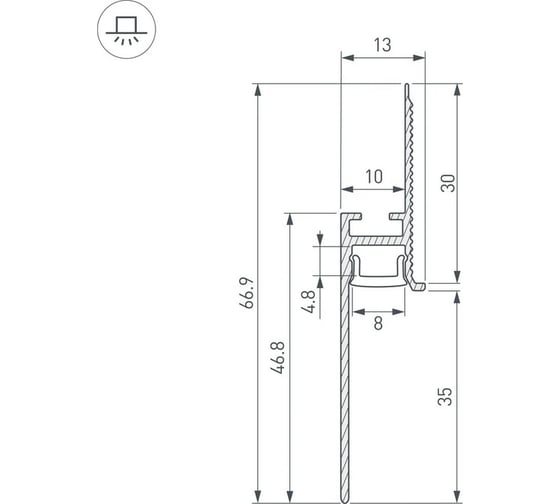 Профиль Arlight PLINTUS-FANTOM-BENT-H35-SIDE-2000 BLACK 2м 043676