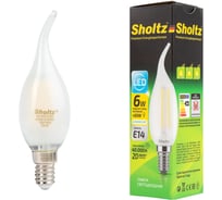 Светодиодная филаментная лампа Sholtz свеча на ветру 6W E14 4000К матовая FOC5100