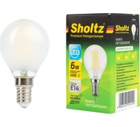 Светодиодная филаментная лампа Sholtz шар 6Вт E14 4000К матовая FOB5101