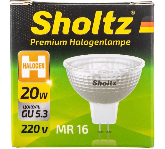 Галогенная лампа Sholtz MR16 GU5.3 20Вт 2800K 220В DIMM HMR2004