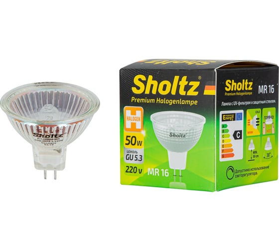 Галогенная лампа Sholtz MR16 GU5.3 50Вт 2800K 220В DIMM HMR2006/ 1000704649 1