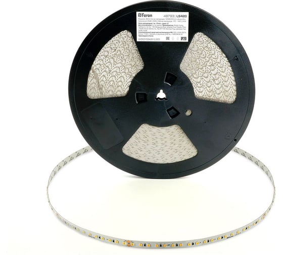 Светодиодная стабилизированная лента FERON 120smd(2835)/м 8вт/м 48v 40000x10x1.22мм 6500к, ip20 ls420 48793