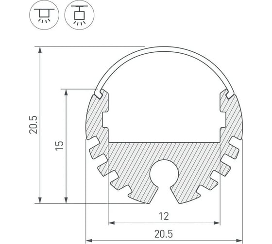 Профиль Arlight ROUND-D20-2000 ANOD 2м 040645