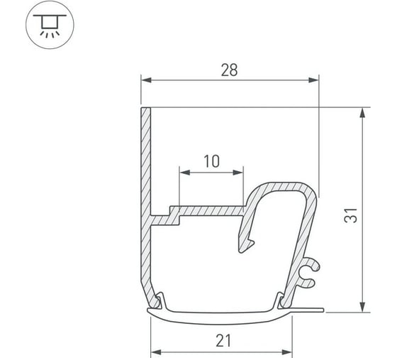 Профиль Arlight STRETCH-S-20-WALL-SIDE-2000 2м 040701