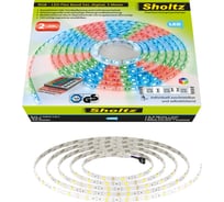 Светодиодная лента Sholtz 5м 36Вт 3000К IP65 RGB, набор: адаптер 4А 12В, пульт ДУ 12В LSR5101