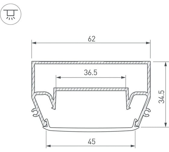 Профиль Arlight STRETCH-S-50-CEIL-CENTER-2000 2м 040700