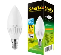 Светодиодная лампа Sholtz свеча 11Вт E14 2700К 220В, керамика LEC3173