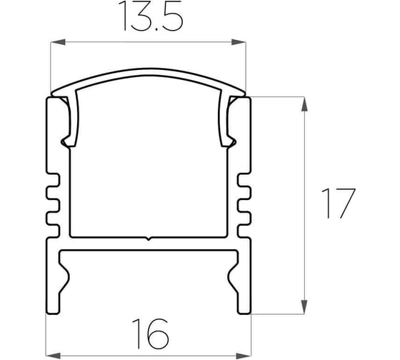Комплект алюминиевого профиля LEDCRAFT с экраном и заглушками LC-LPS1716M16-3 1627000019
