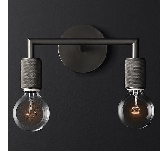 Бра IMPERIUMLOFT RH Utilitaire Double Sconce Black 123263-22