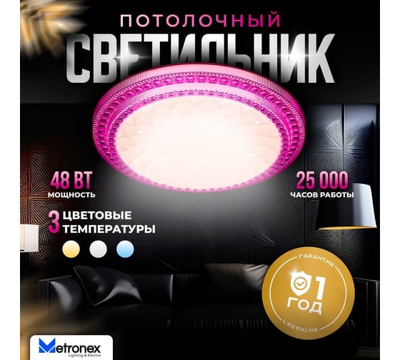 Светодиодный светильник Metronex mlr-04 - 48вт 400мм pink MLR-04P