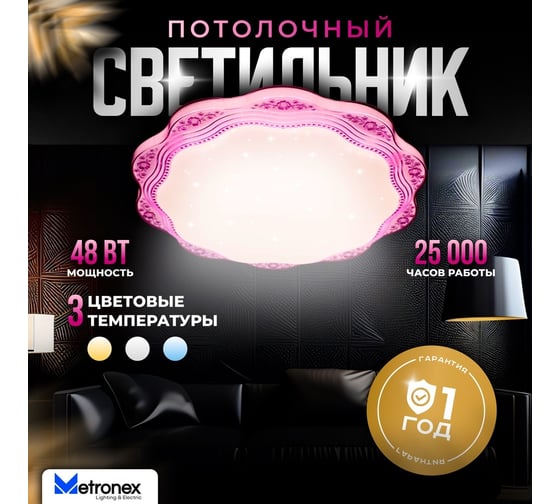 Светодиодный светильник Metronex mlr-03 - 48вт 400мм pink MLR-03P