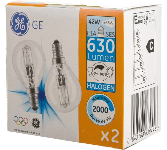 Галогенная лампа General Electric 2 шт в упаковке GE HALO S42W CL E14-2/16 63944