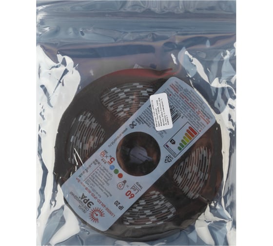 Светодиодная лента ЭРА LS5050-14,4-60-12-RGB-IP20-1year-5m Б0035606
