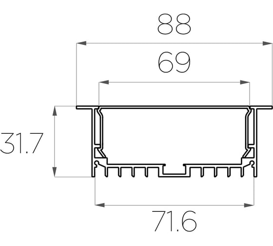 Комплект алюминиевого профиля LEDCRAFT с экраном и заглушками LC-LPV3288M69-3 1627000043