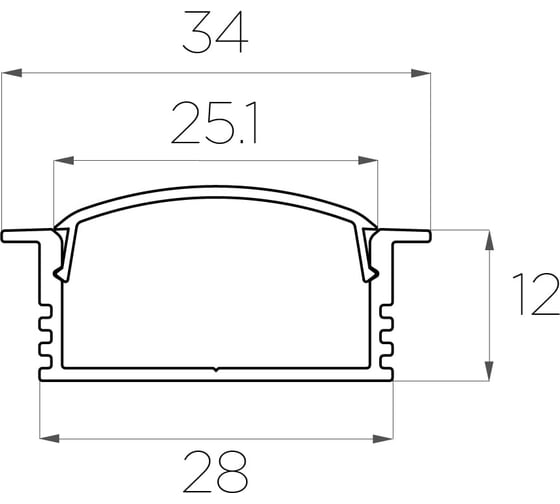 Комплект алюминиевого профиля LEDCRAFT с экраном и заглушками LC-LPV1234M28-3 1627000045