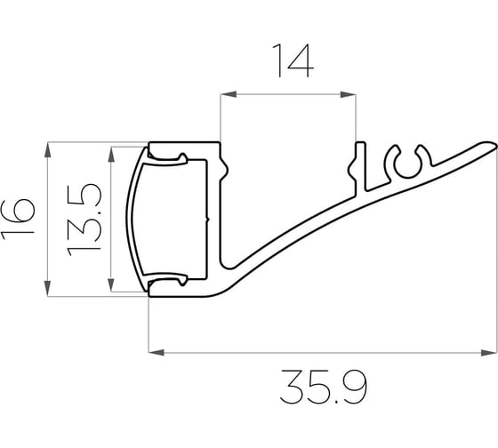 Комплект алюминиевого профиля с экраном и заглушками LEDCRAFT LC-NS1636M16-3 1627000065