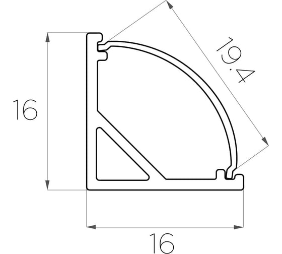 Комплект алюминиевого профиля с экраном и заглушками LEDCRAFT LC-LPU1616M20-3 1627000007