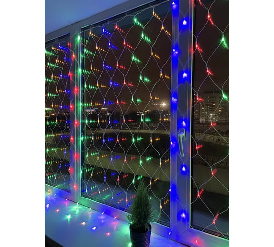 Гирлянда LED ЭРА ENIS01M сеть 1.8х1.5 м, мультиколор, мультирежим, 220В Б0041901