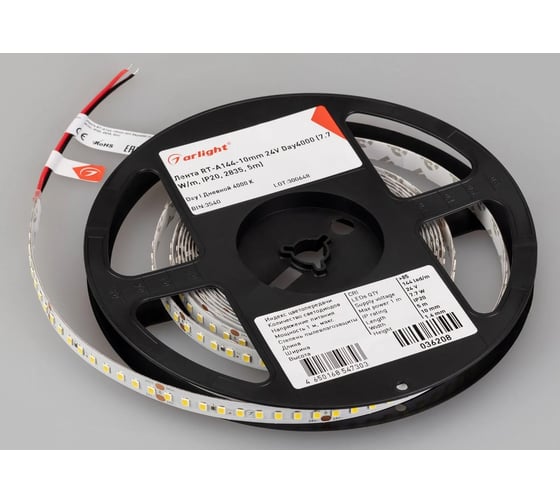 Светодиодная лента Arlight RT-A144-10mm, 24V, Day4000 5м 036208