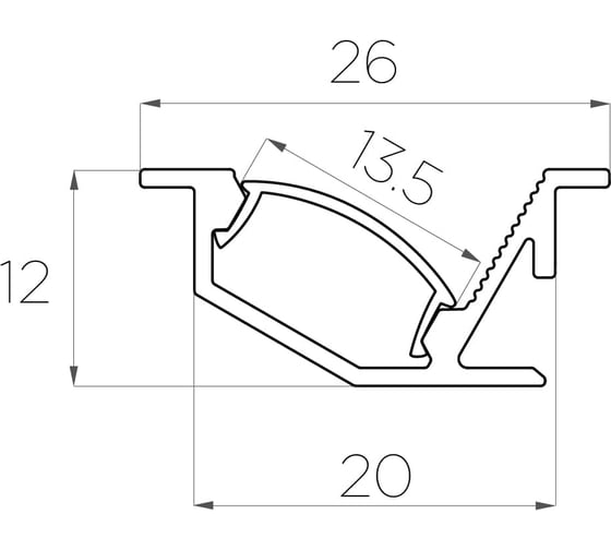 Комплект алюминиевого профиля LEDCRAFT с экраном и заглушками LC-LPV1226M16-3 1627000106