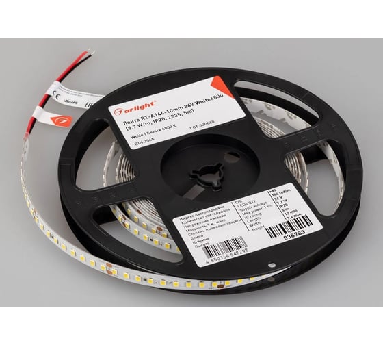 Светодиодная лента Arlight RT-A144-10mm, 24V, White6000, высок.эфф.200 лм/В 5м 038783