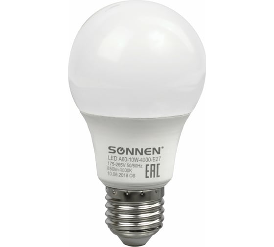 Светодиодная лампа SONNEN 10 Вт, цоколь Е27, 453696 1