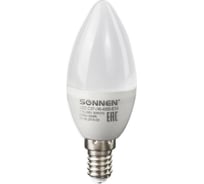 Светодиодная лампа SONNEN 5 Вт, цоколь Е14, свеча, холодный белый свет, LED C37-5W-4000-E14, 453710