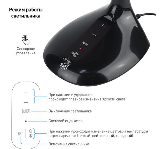 Настольный светильник ЭРА NLED-452-9W-BK черный Б0019129