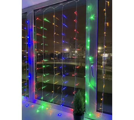 Гирлянда ЭРА ENIZ01M Дождь, занавес, 1.8х1.5 м, 8 режимов, мультиколор Б0041900