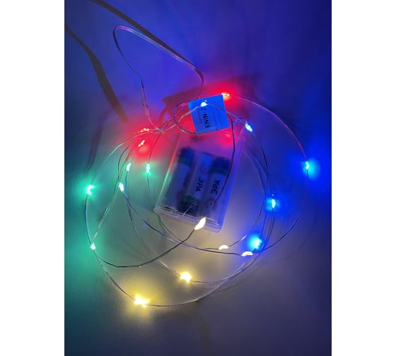 Гирлянда ЭРА ENIN2M LED, Нить, 2 м, мультиколор, АА, IP20 Б0041983