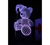 Светодиодный ночник 3d светильник PALMEXX led rgb 7 цветов (медвежонок в шапке) PX/LAMP-001