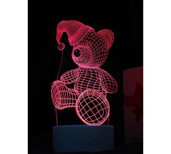 Светодиодный ночник 3d светильник PALMEXX led rgb 7 цветов (медвежонок в шапке) PX/LAMP-001