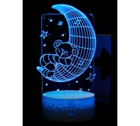 Светодиодный ночник 3d светильник PALMEXX led rgb 7 цветов (луна с медвежонком) PX/LAMP-017