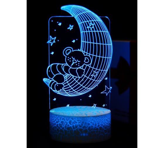 Светодиодный ночник 3d светильник PALMEXX led rgb 7 цветов (луна с медвежонком) PX/LAMP-017