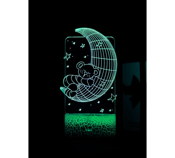 Светодиодный ночник 3d светильник PALMEXX led rgb 7 цветов (луна с медвежонком) PX/LAMP-017