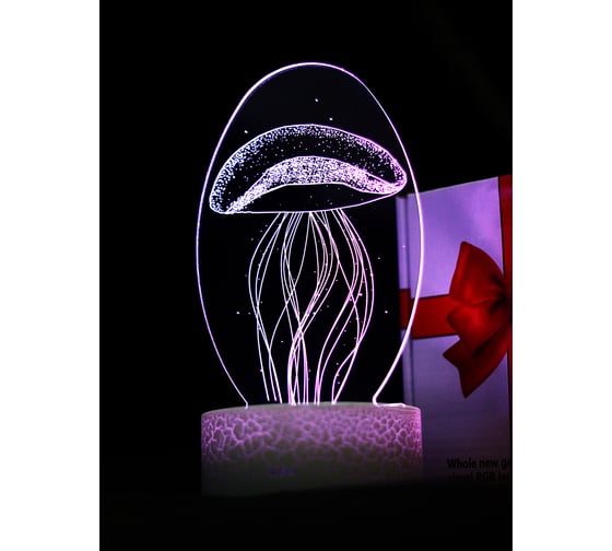 Светодиодный ночник 3d светильник PALMEXX led rgb 7 цветов (медуза) PX/LAMP-016